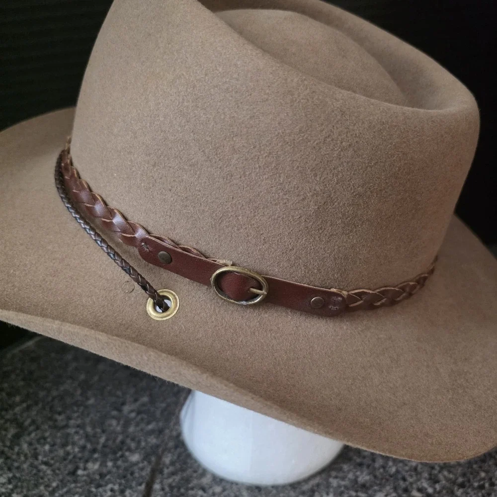 Vintage Akubra Western Australian Stockman Hat Brown Felt Mens Size 58 Outback